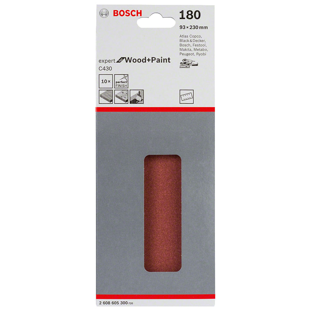 Kit com 10 Lixas Perfuradas 93x230mm Grao 80 Bosch 76416_0